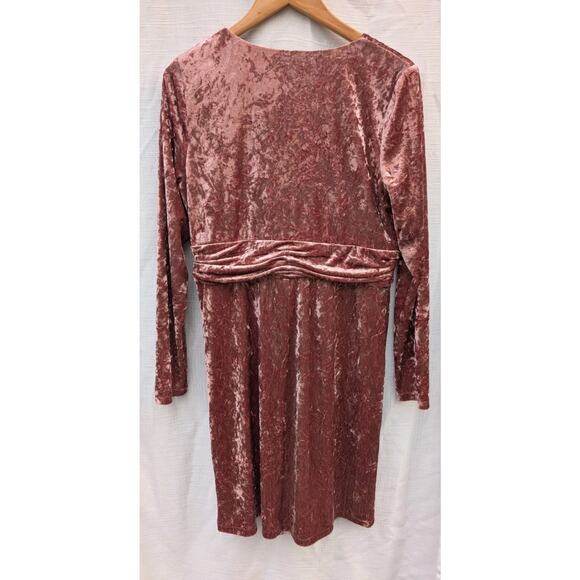 Violets & Roses Womens Grace Pink Crushed Velvet Long Sleeve Mini Dress Sz 12/31 - Picture 4 of 7